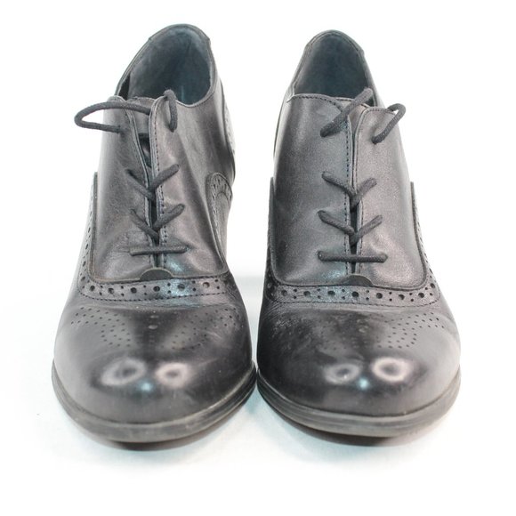 Franco Sarto Black Leather Lace Up High Heels - Picture 5 of 9